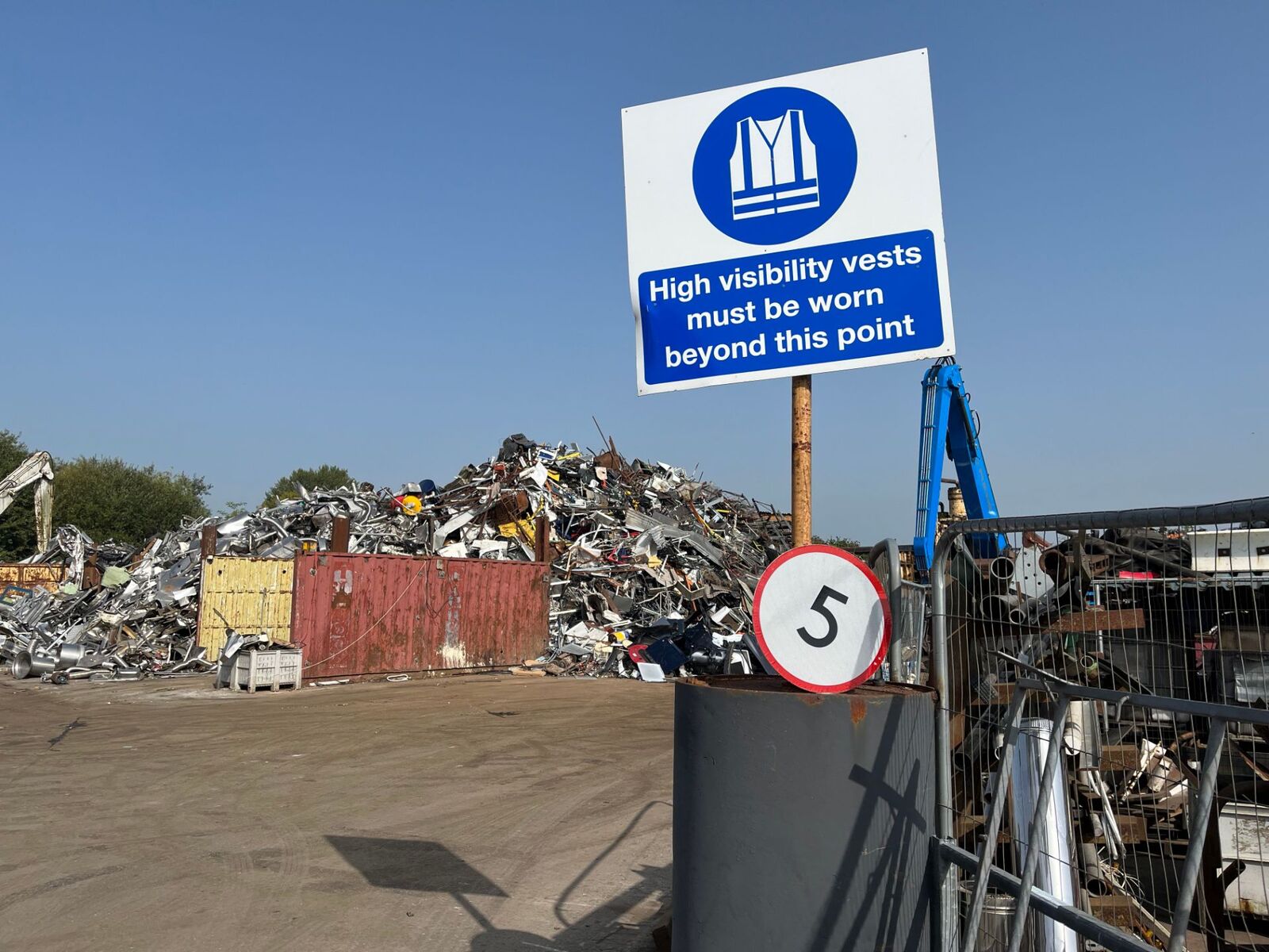 Site safety signage at the yard entrance