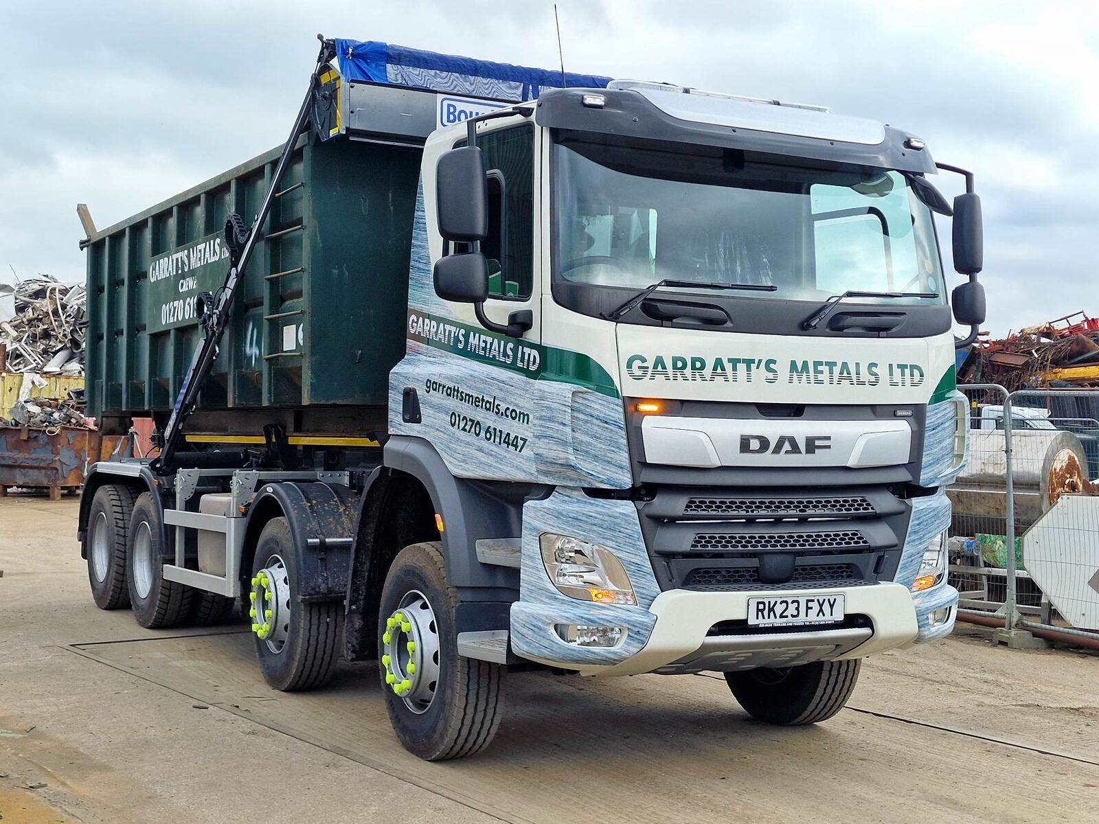 Garratt's Metals DAF tipper lorry at the yard